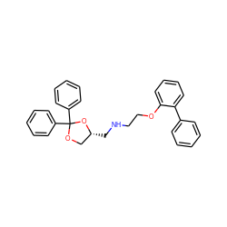 c1ccc(-c2ccccc2OCCNC[C@@H]2COC(c3ccccc3)(c3ccccc3)O2)cc1 ZINC000049017348