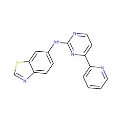 c1ccc(-c2ccnc(Nc3ccc4ncsc4c3)n2)nc1 ZINC000144293181