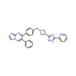 c1ccc(-c2cn3ccnc3nc2-c2ccc(CN3CC(c4nc(-c5ccccn5)n[nH]4)C3)cc2)cc1 ZINC000142997633