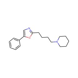 c1ccc(-c2cnc(CCCCN3CCCCC3)o2)cc1 ZINC000064526908