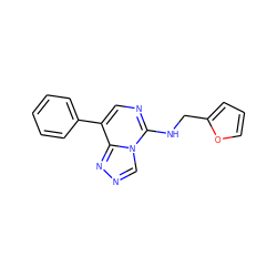 c1ccc(-c2cnc(NCc3ccco3)n3cnnc23)cc1 ZINC001772601409