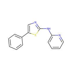 c1ccc(-c2cnc(Nc3ccccn3)s2)cc1 ZINC000013586296