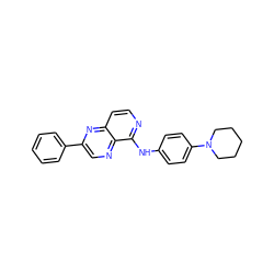 c1ccc(-c2cnc3c(Nc4ccc(N5CCCCC5)cc4)nccc3n2)cc1 ZINC000653724801