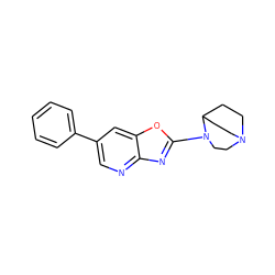 c1ccc(-c2cnc3nc(N4CCN5CCC4CC5)oc3c2)cc1 ZINC000045375040