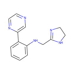 c1ccc(-c2cnccn2)c(NCC2=NCCN2)c1 ZINC000013438389