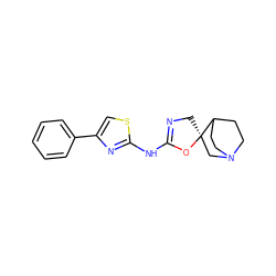 c1ccc(-c2csc(NC3=NC[C@]4(CN5CCC4CC5)O3)n2)cc1 ZINC001772603685