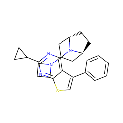 c1ccc(-c2csc3nc(C4CC4)nc(N4[C@H]5CC[C@H]4CC(N4CCC4)C5)c23)cc1 ZINC000653664702