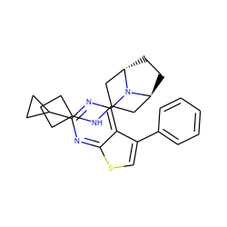 c1ccc(-c2csc3nc(C4CC4)nc(N4[C@H]5CC[C@H]4CC(NC4CCC4)C5)c23)cc1 ZINC000146353087