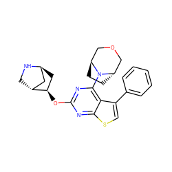 c1ccc(-c2csc3nc(O[C@@H]4C[C@H]5C[C@H]4CN5)nc(N4[C@H]5CC[C@H]4COC5)c23)cc1 ZINC000653686477