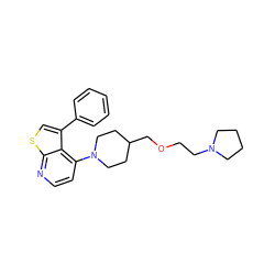 c1ccc(-c2csc3nccc(N4CCC(COCCN5CCCC5)CC4)c23)cc1 ZINC000146450530