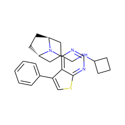 c1ccc(-c2csc3ncnc(N4[C@H]5CC[C@H]4CC(CNC4CCC4)C5)c23)cc1 ZINC000146567595