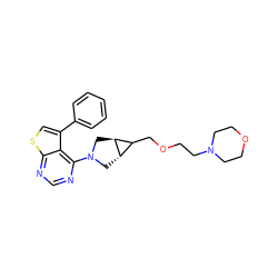 c1ccc(-c2csc3ncnc(N4C[C@H]5C(COCCN6CCOCC6)[C@@H]5C4)c23)cc1 ZINC000146559416