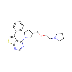 c1ccc(-c2csc3ncnc(N4CC[C@H](COCCN5CCCC5)C4)c23)cc1 ZINC000223006723