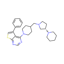 c1ccc(-c2csc3ncnc(N4CCC(CN5CC[C@H](N6CCCCC6)C5)CC4)c23)cc1 ZINC000146513411