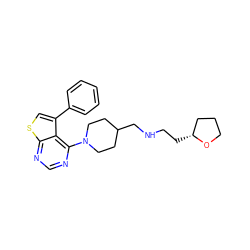 c1ccc(-c2csc3ncnc(N4CCC(CNCC[C@@H]5CCCO5)CC4)c23)cc1 ZINC000146423118