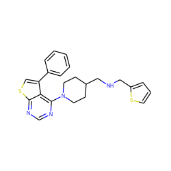 c1ccc(-c2csc3ncnc(N4CCC(CNCc5cccs5)CC4)c23)cc1 ZINC000653676019