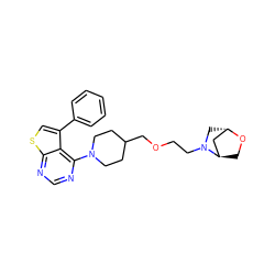 c1ccc(-c2csc3ncnc(N4CCC(COCCN5C[C@H]6C[C@H]5CO6)CC4)c23)cc1 ZINC000653756190