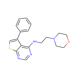 c1ccc(-c2csc3ncnc(NCCN4CCOCC4)c23)cc1 ZINC000020026981