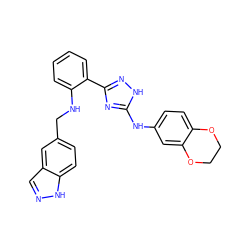 c1ccc(-c2n[nH]c(Nc3ccc4c(c3)OCCO4)n2)c(NCc2ccc3[nH]ncc3c2)c1 ZINC000066111593