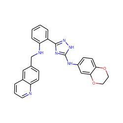 c1ccc(-c2n[nH]c(Nc3ccc4c(c3)OCCO4)n2)c(NCc2ccc3ncccc3c2)c1 ZINC000066111594