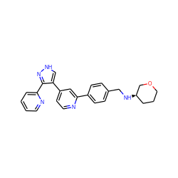 c1ccc(-c2n[nH]cc2-c2ccnc(-c3ccc(CN[C@@H]4CCCOC4)cc3)c2)nc1 ZINC000045253985