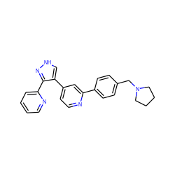 c1ccc(-c2n[nH]cc2-c2ccnc(-c3ccc(CN4CCCC4)cc3)c2)nc1 ZINC000013684460