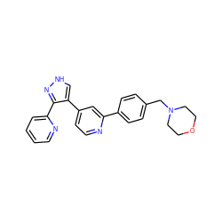 c1ccc(-c2n[nH]cc2-c2ccnc(-c3ccc(CN4CCOCC4)cc3)c2)nc1 ZINC000013684464