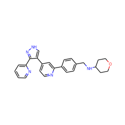 c1ccc(-c2n[nH]cc2-c2ccnc(-c3ccc(CNC4CCOCC4)cc3)c2)nc1 ZINC000013684468