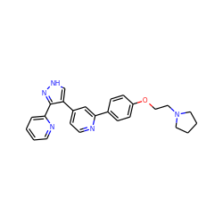 c1ccc(-c2n[nH]cc2-c2ccnc(-c3ccc(OCCN4CCCC4)cc3)c2)nc1 ZINC000013684447