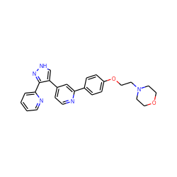 c1ccc(-c2n[nH]cc2-c2ccnc(-c3ccc(OCCN4CCOCC4)cc3)c2)nc1 ZINC000013684452