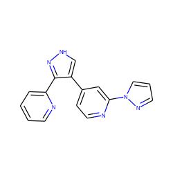 c1ccc(-c2n[nH]cc2-c2ccnc(-n3cccn3)c2)nc1 ZINC000072116886