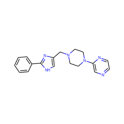 c1ccc(-c2nc(CN3CCN(c4cnccn4)CC3)c[nH]2)cc1 ZINC000013760735