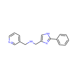 c1ccc(-c2nc(CNCc3cccnc3)c[nH]2)cc1 ZINC000035807702