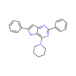 c1ccc(-c2nc(N3CCCCC3)c3[nH]c(-c4ccccc4)cc3n2)cc1 ZINC000100867699