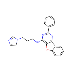 c1ccc(-c2nc(NCCCn3ccnc3)c3oc4ccccc4c3n2)cc1 ZINC000100540845