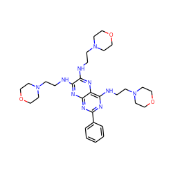 c1ccc(-c2nc(NCCN3CCOCC3)c3nc(NCCN4CCOCC4)c(NCCN4CCOCC4)nc3n2)cc1 ZINC000142867599