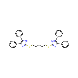 c1ccc(-c2nc(SCCCCCSc3nc(-c4ccccc4)c(-c4ccccc4)[nH]3)[nH]c2-c2ccccc2)cc1 ZINC000029476974