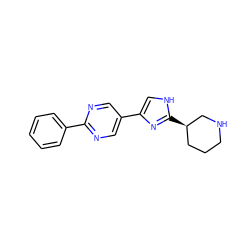 c1ccc(-c2ncc(-c3c[nH]c([C@@H]4CCCNC4)n3)cn2)cc1 ZINC000118614925