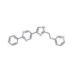 c1ccc(-c2ncc(-c3c[nH]c(CCc4cccnc4)n3)cn2)cc1 ZINC000144751903