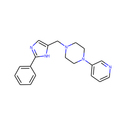 c1ccc(-c2ncc(CN3CCN(c4cccnc4)CC3)[nH]2)cc1 ZINC000013760734