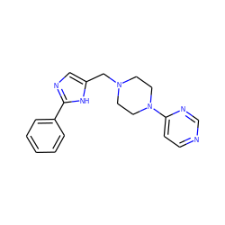 c1ccc(-c2ncc(CN3CCN(c4ccncn4)CC3)[nH]2)cc1 ZINC000013760736