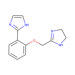 c1ccc(-c2ncc[nH]2)c(OCC2=NCCN2)c1 ZINC000013437847