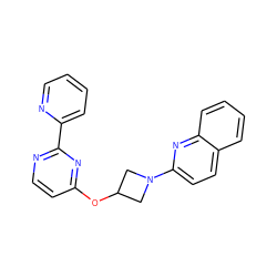 c1ccc(-c2nccc(OC3CN(c4ccc5ccccc5n4)C3)n2)nc1 ZINC000096168857