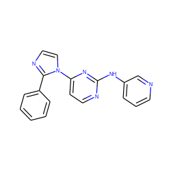 c1ccc(-c2nccn2-c2ccnc(Nc3cccnc3)n2)cc1 ZINC000013489747