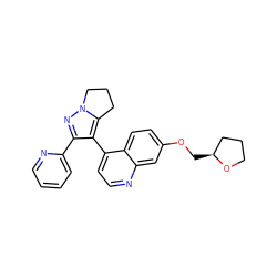 c1ccc(-c2nn3c(c2-c2ccnc4cc(OC[C@H]5CCCO5)ccc24)CCC3)nc1 ZINC000014976404