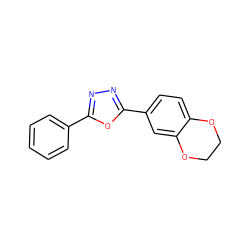 c1ccc(-c2nnc(-c3ccc4c(c3)OCCO4)o2)cc1 ZINC000016623538