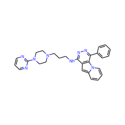 c1ccc(-c2nnc(NCCCN3CCN(c4ncccn4)CC3)c3cc4ccccn4c23)cc1 ZINC000049073008