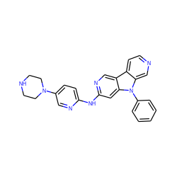 c1ccc(-n2c3cnccc3c3cnc(Nc4ccc(N5CCNCC5)cn4)cc32)cc1 ZINC000169706728