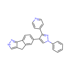 c1ccc(-n2cc(-c3ccc4c(c3)Cc3c[nH]nc3-4)c(-c3ccncc3)n2)cc1 ZINC000071334223