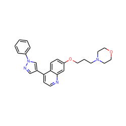 c1ccc(-n2cc(-c3ccnc4cc(OCCCN5CCOCC5)ccc34)cn2)cc1 ZINC000084635406